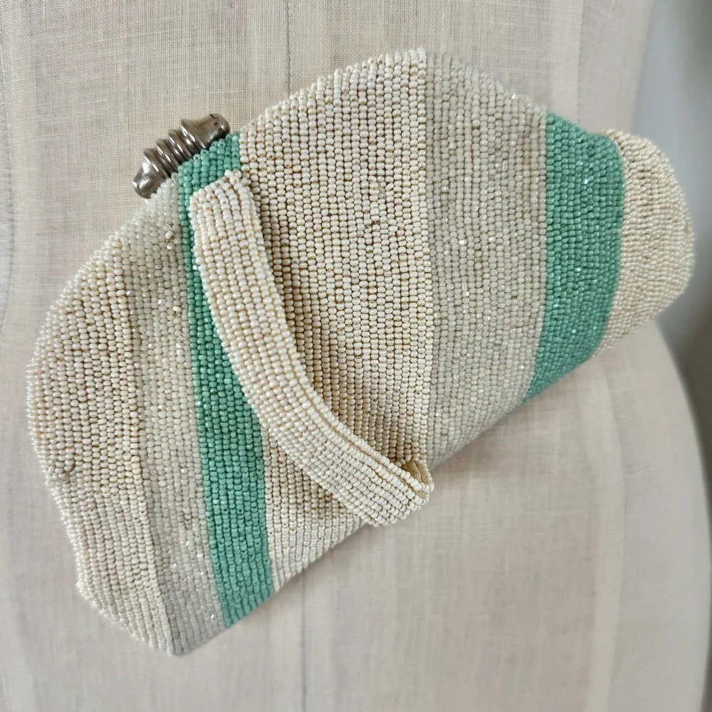 Vintage 1930s Beaded Bag Handmade in Belgium with Strap - Picture 2 of 12